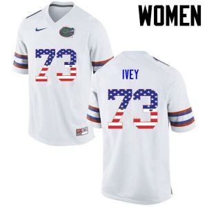 Women's Florida Gators #73 Martez Ivey NCAA Nike White USA Flag Fashion Authentic Stitched College Football Jersey OTL4662AI